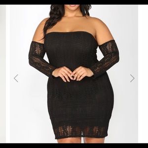Black Lace Sleeved Dress Sz 1X